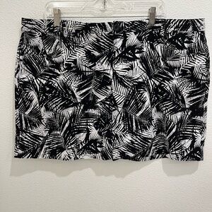 𝅺mario Serrani Plus Size Black White Tropical Print Women's Skort Size XXL